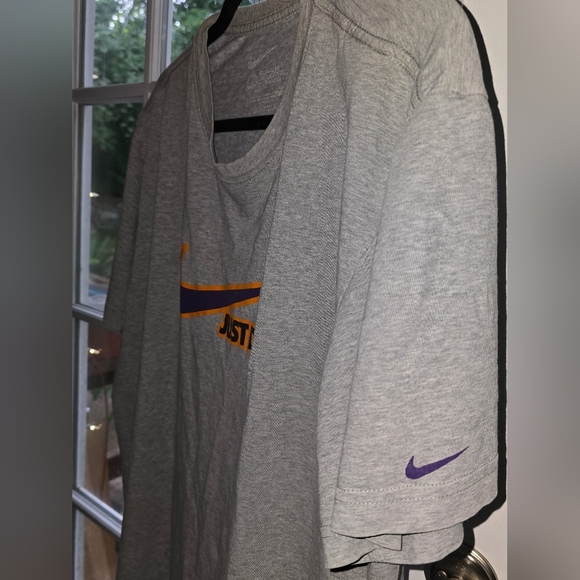 Nike Gray "Just Do It" Tee | XL | Purple & Orange Swoosh | Flawed - Picture 2 of 4
